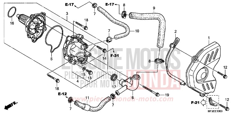 WATER PUMP for CBR600RR ABS VICTORY RED (R334) from 2012